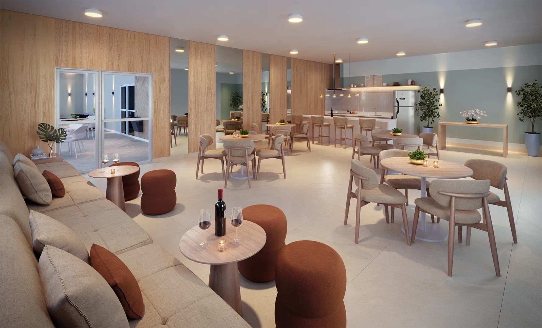 PERSPECTIVA ILUSTRADA DO SALÃO DE FESTAS GOURMET